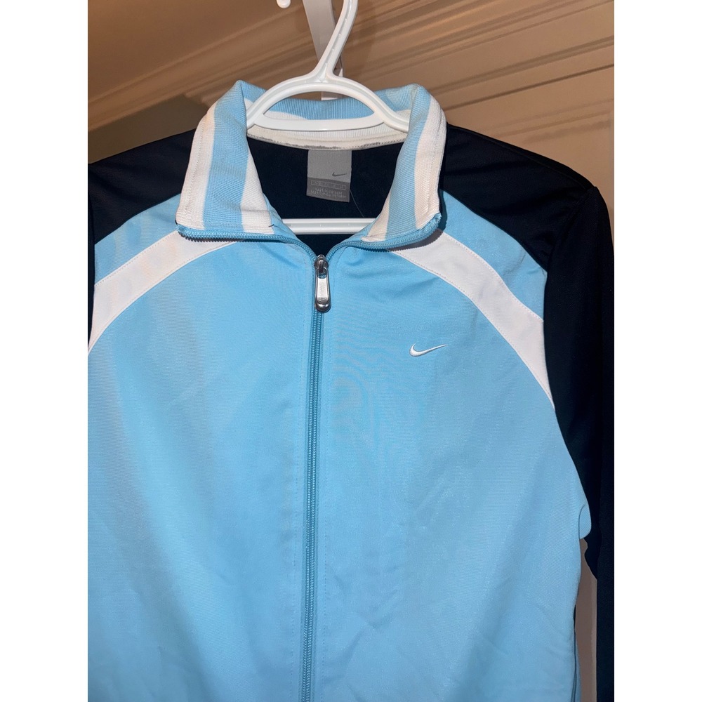 NWOT Vintage Nike Womens Track Jacket Blue Black White Full Zip Size M - Picture 2 of 5